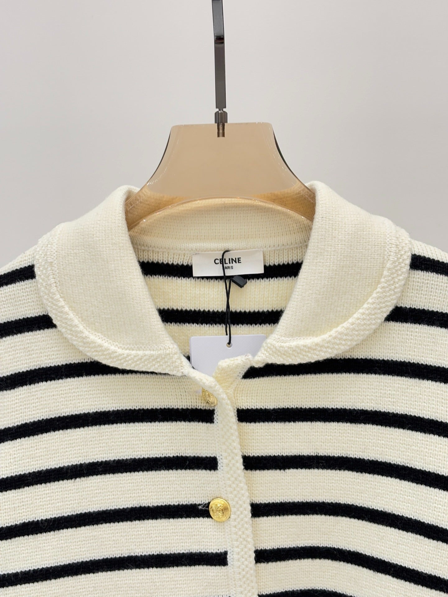 CE 25 Early Spring New Metal Button Striped Casual Knit Card
