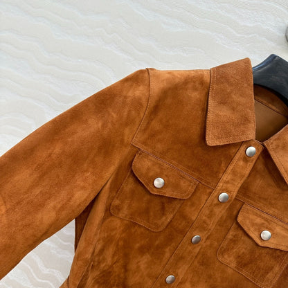 P 25 Goat leather lapel 9/3 sleeve jacket