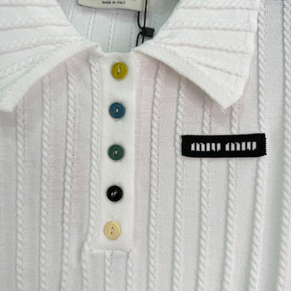 M 25 Lapel knit short-sleeved half cardigan