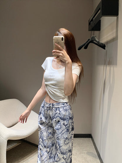 D 25Ss Spring and Summer New Sun Goddess Printed Casual Trousers