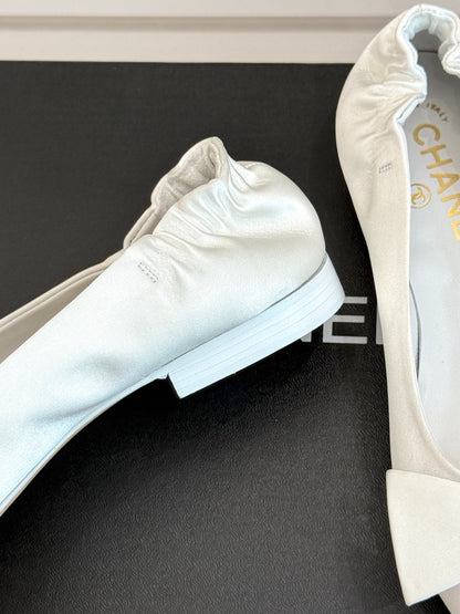 C 25A New Pointed Toe Bow Ballet Shoes
