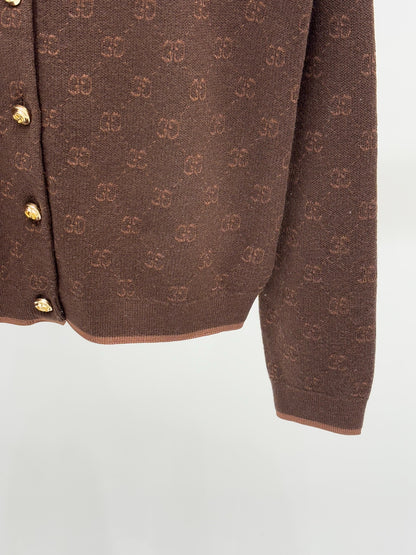 G 25 Early spring new letters logo jacquard full print knit cardigan