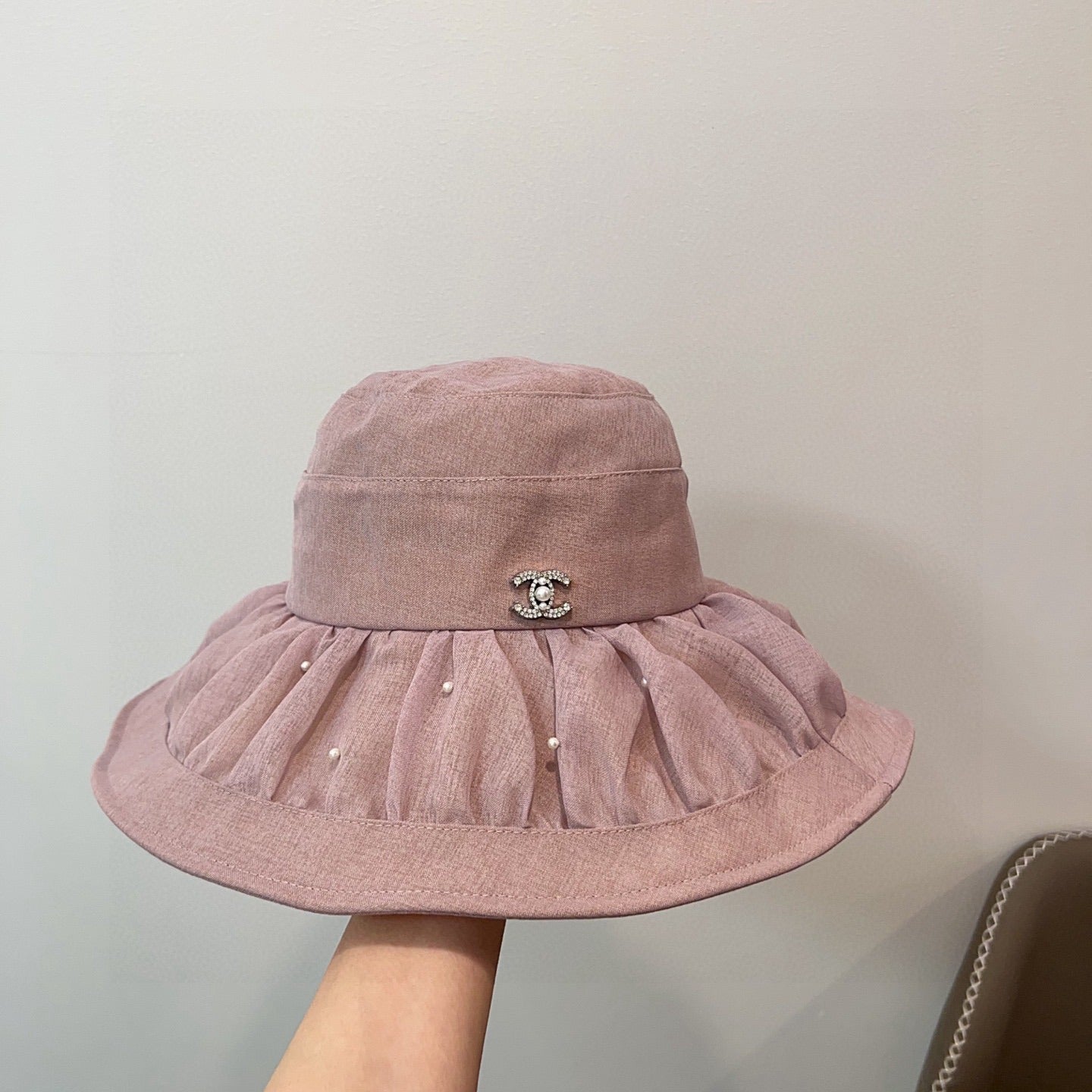C 25 Spring and summer, organza, pearl, light luxury models, fisherman's hat