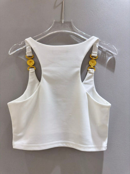 Ve 25 Metal Buckle Shoulder Logo Camisole Top