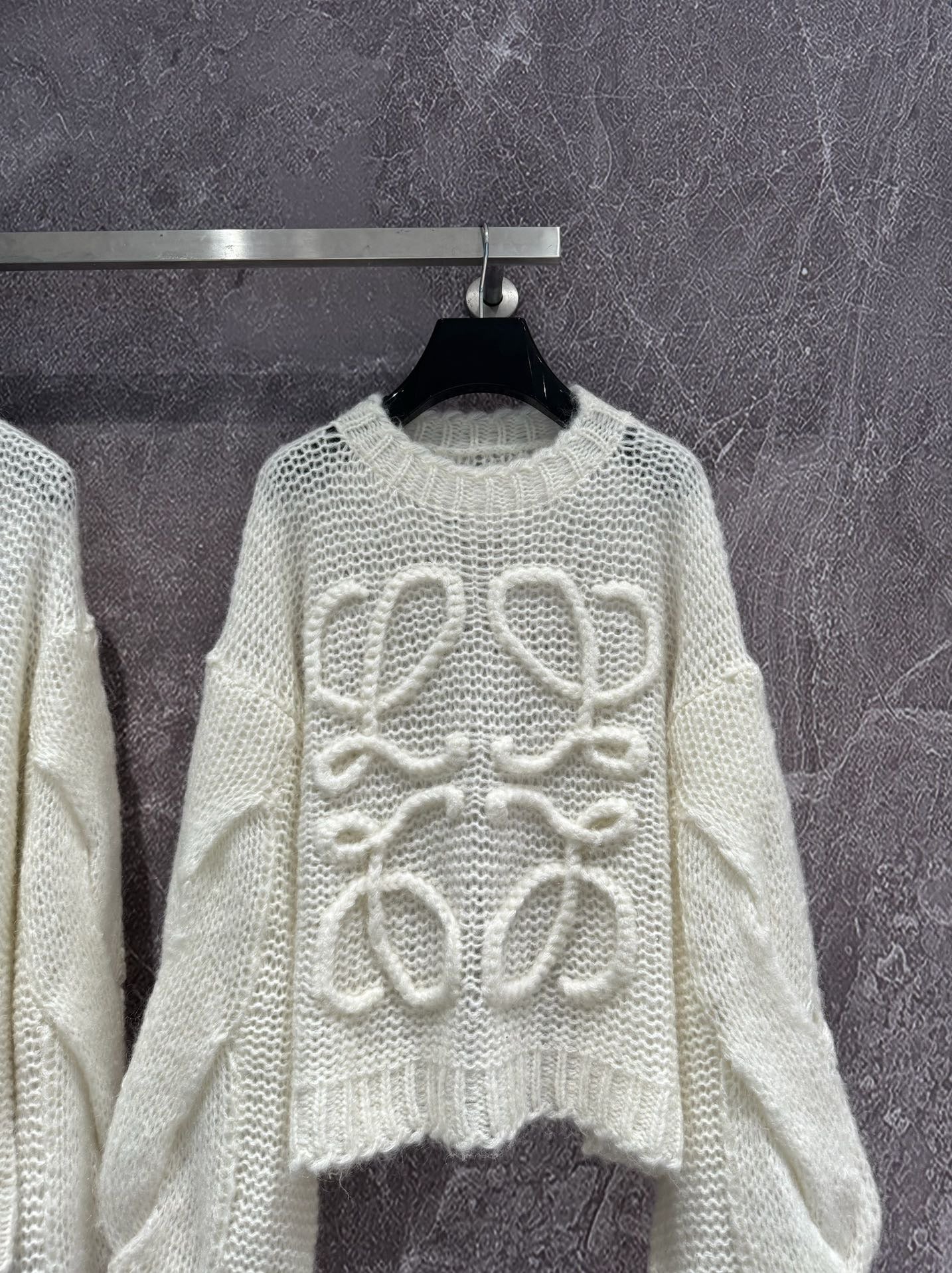 LO 25 Cream White Mohair Sweater