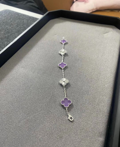 Laser Interval Violet Five Flowers Bracelet