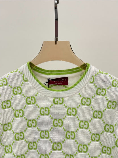 G 25 Frühen Frühling Neue Applizierte All-over-Print Casual Strick Kurzarm 