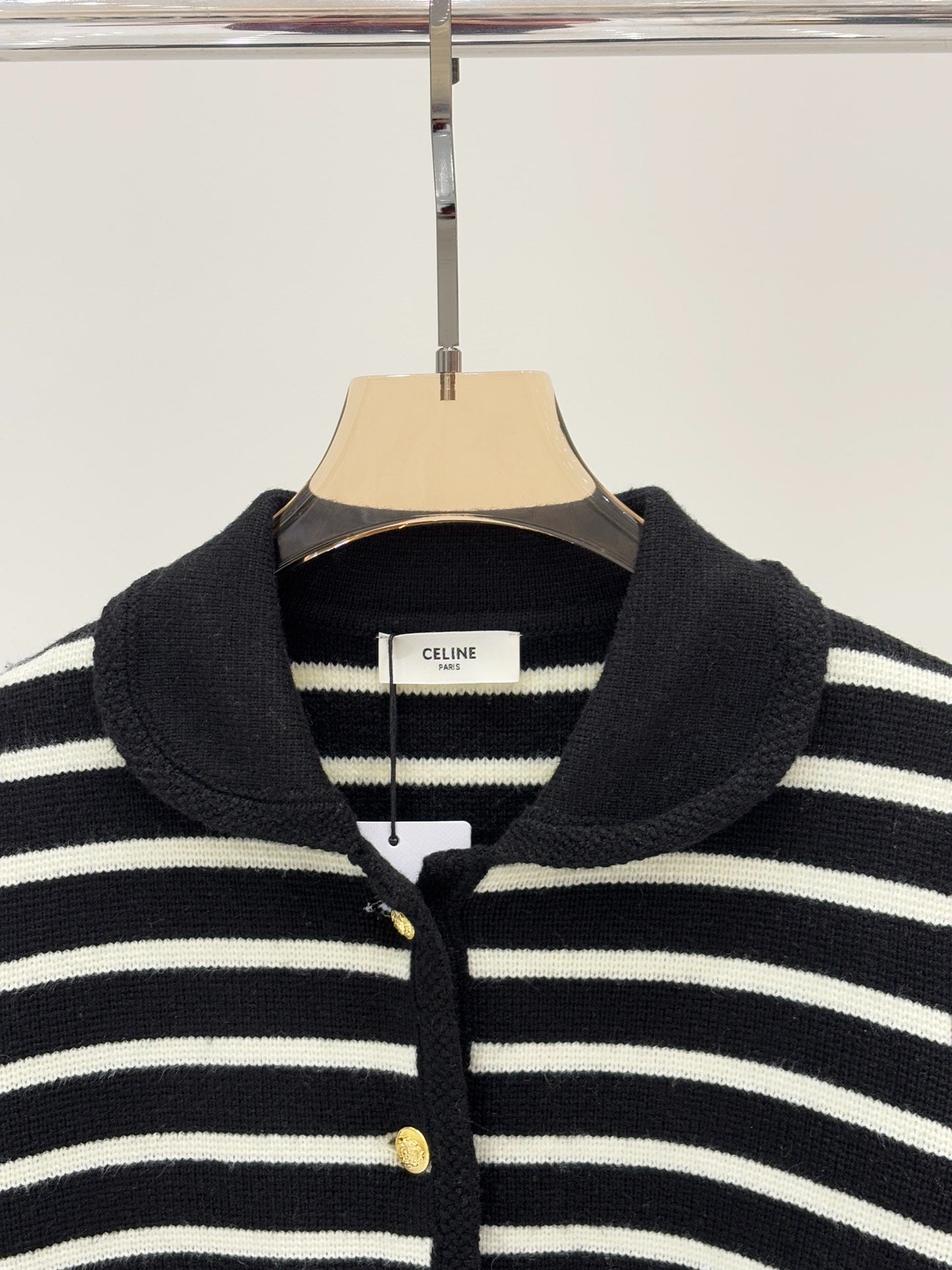 CE 25 Early Spring New Metal Button Striped Casual Knit Card