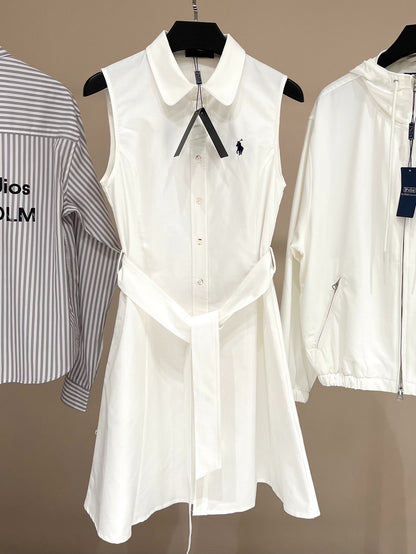 RA 25 Pure White Waistless Shirt Dress