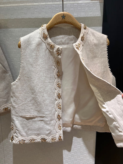 Z 25 Linen Studded Tank + Shorts Set