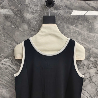 C 25 Black and White Color Clash Bow Knit Vest
