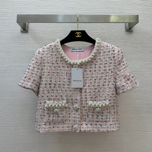 C 25 New High-end customized flash silk gold thread braided tweed temperament celebrity suit
