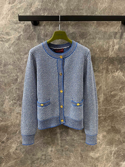 g 25Ss Spring and Summer New Products Retro Twisted Colored Yarn Knitted Cardigan