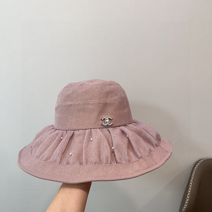 C 25 Spring and summer, organza, pearl, light luxury models, fisherman's hat