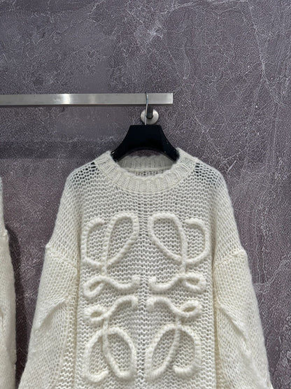 LO 25 Cream White Mohair Sweater