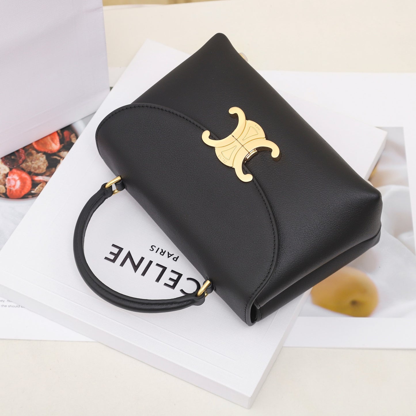 CE 25 Cowhide gold buckle  shoulder bag