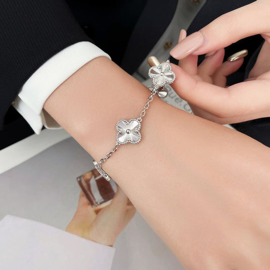 Laser Clover Multi-Refractive Side Five Fives Bracelet