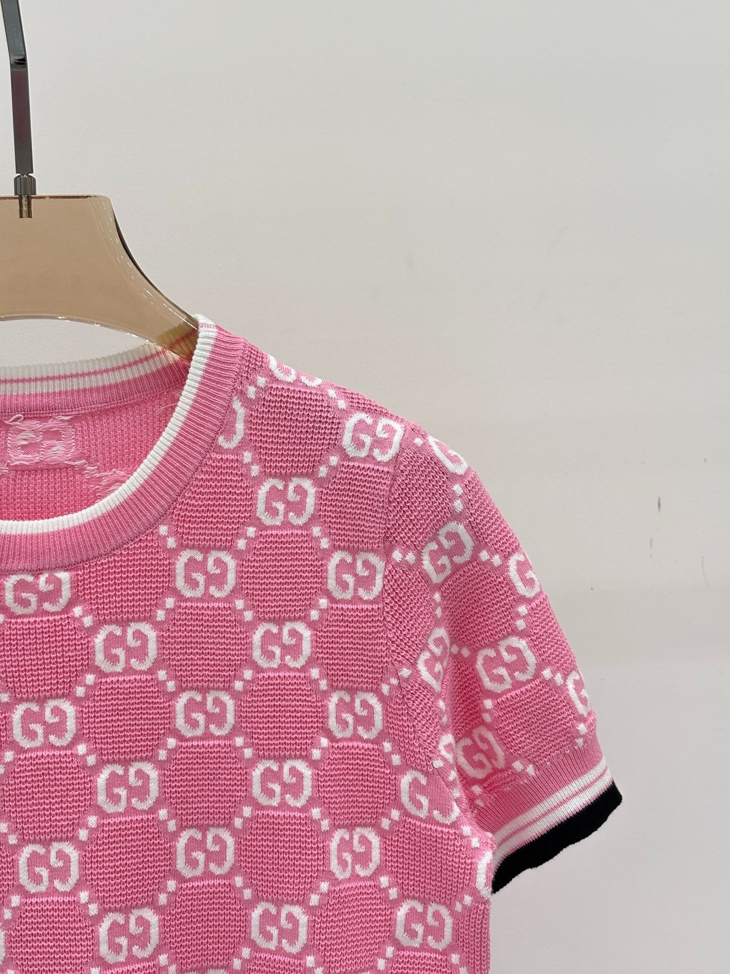 G 25 Frühen Frühling Neue Applizierte All-over-Print Casual Strick Kurzarm 