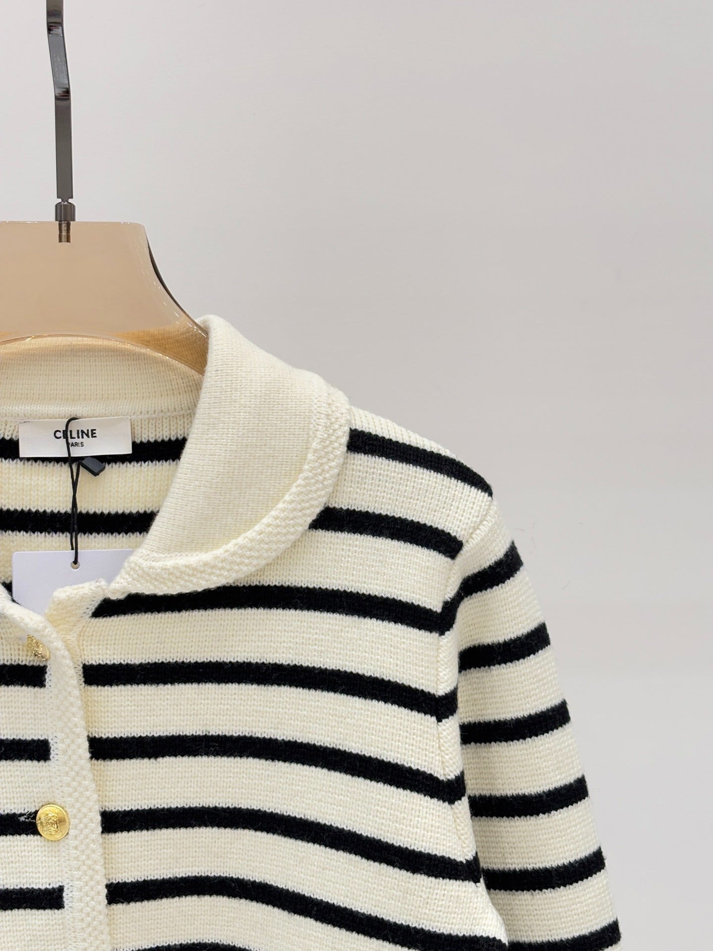 CE 25 Early Spring New Metal Button Striped Casual Knit Card
