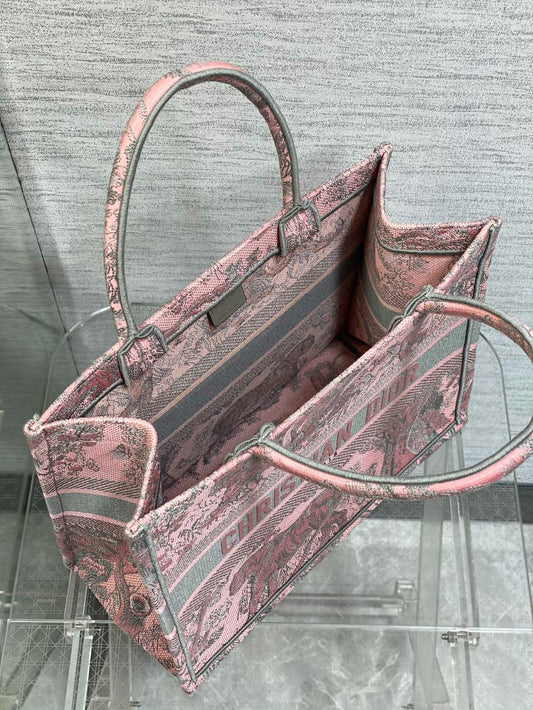 D 25 Tote Jungle Animal Embroidery Ruyi Gray Pink Bag
