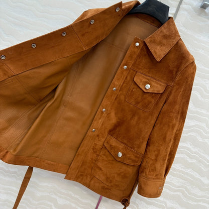 P 25 Goat leather lapel 9/3 sleeve jacket