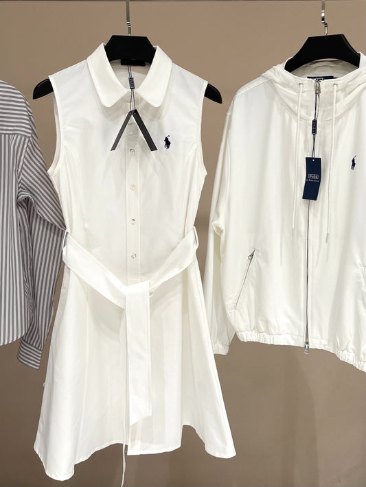 RA 25 Pure White Waistless Shirt Dress
