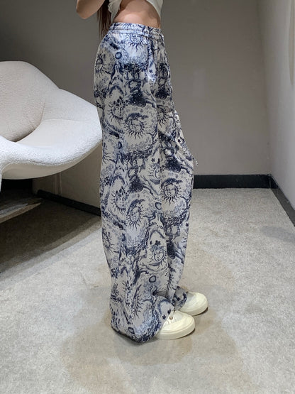 D 25Ss Spring and Summer New Sun Goddess Printed Casual Trousers
