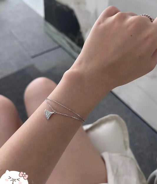925 Sterling Silver Electroplated 18k Diamond Set Scalloped Skirt Full Diamond Bracelet