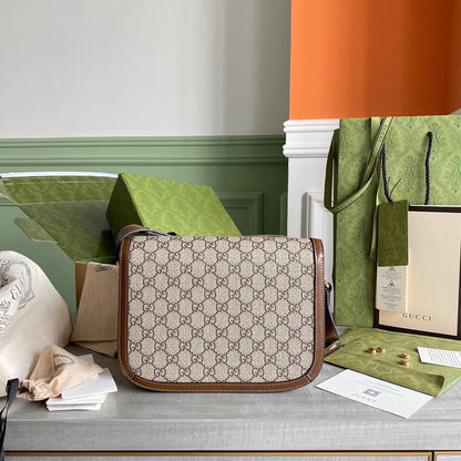 G Horsebit 1955 small shoulder bag Beige and ebony