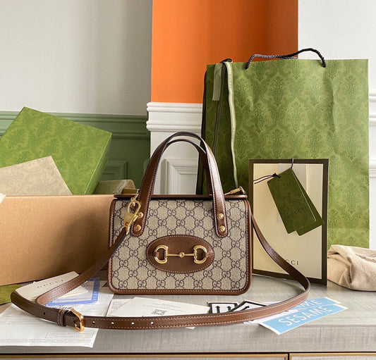 G Horsebit 1955 Mini shoulder bag Beige and ebony