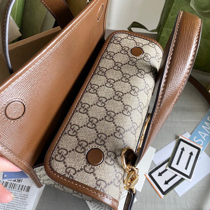 G Horsebit 1955 Mini shoulder bag Beige and ebony