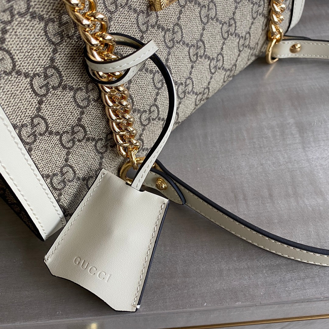G Padlock small shoulder bag Beige/ebony GG Supreme canvas, with brown leather detail