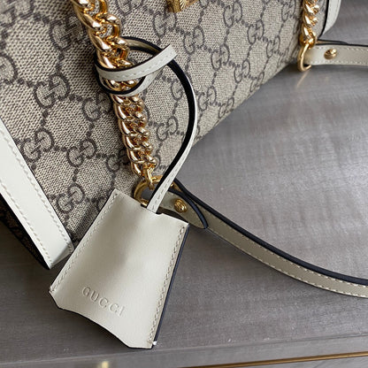 G Padlock small shoulder bag Beige/ebony GG Supreme canvas, with brown leather detail