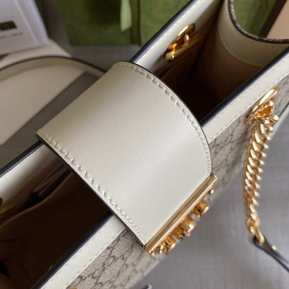 G Padlock small shoulder bag Beige/ebony GG Supreme canvas, with brown leather detail