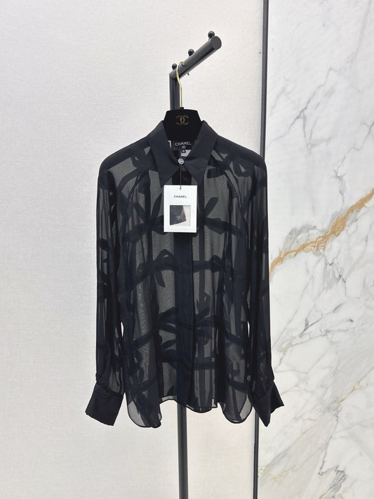 C 25ss Silk bow shirt