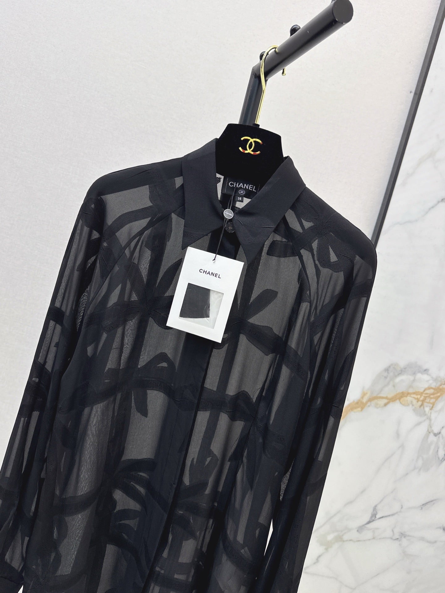 C 25ss Silk bow shirt