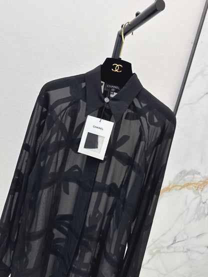 C 25ss Silk bow shirt