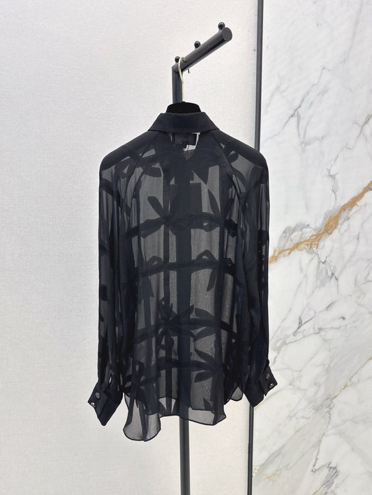 C 25ss Silk bow shirt