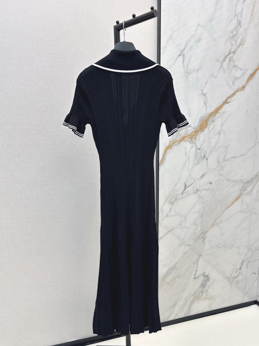 C 25SS Knitted dress(Black,white)