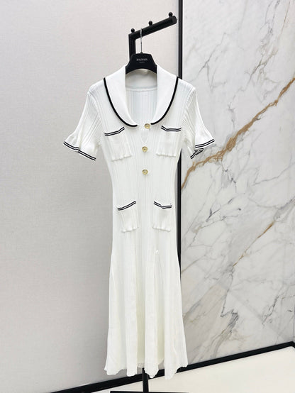 C 25SS Knitted dress(Black,white)