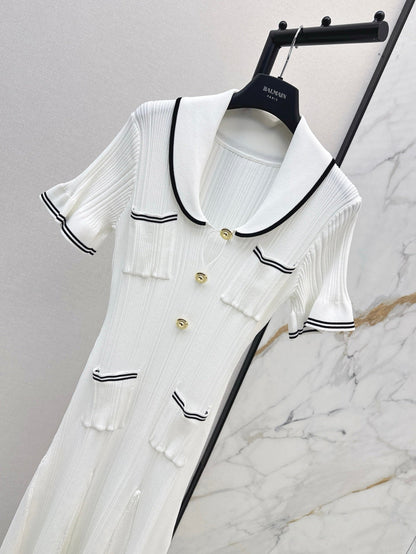 C 25SS Knitted dress(Black,white)