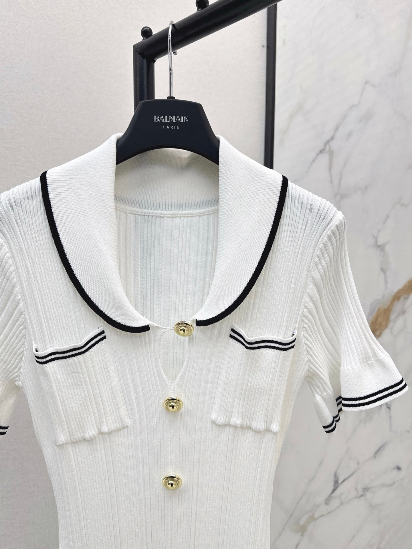 C 25SS Knitted dress(Black,white)