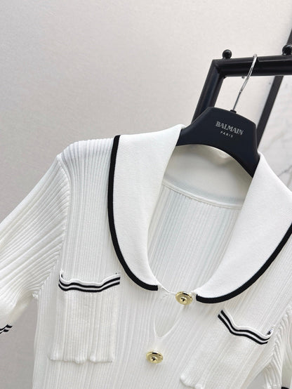 C 25SS Knitted dress(Black,white)