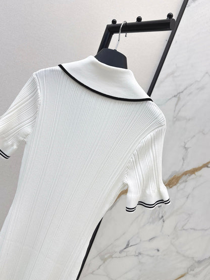 C 25SS Knitted dress(Black,white)