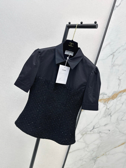 C 25ss Woven sequined shirt(WHITE,BLACK)