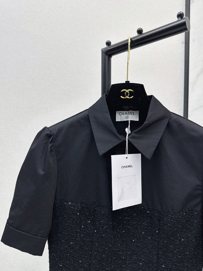 C 25ss Woven sequined shirt(WHITE,BLACK)