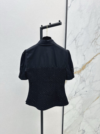 C 25ss Woven sequined shirt(WHITE,BLACK)