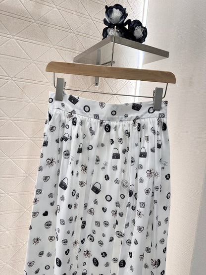 C 2025 new product High waist mid-length skirt