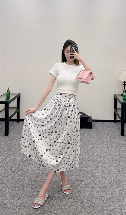 C 2025 new product High waist mid-length skirt