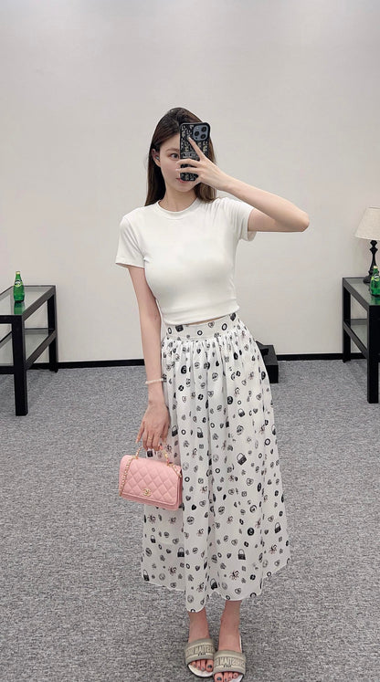 C 2025 new product High waist mid-length skirt